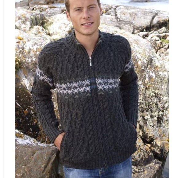 Inis Crafts Gray Full Zip made in Ireland sweater size L - Picture 2 of 13